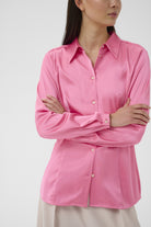 InWear Lake pink glossy shirt with classic collar