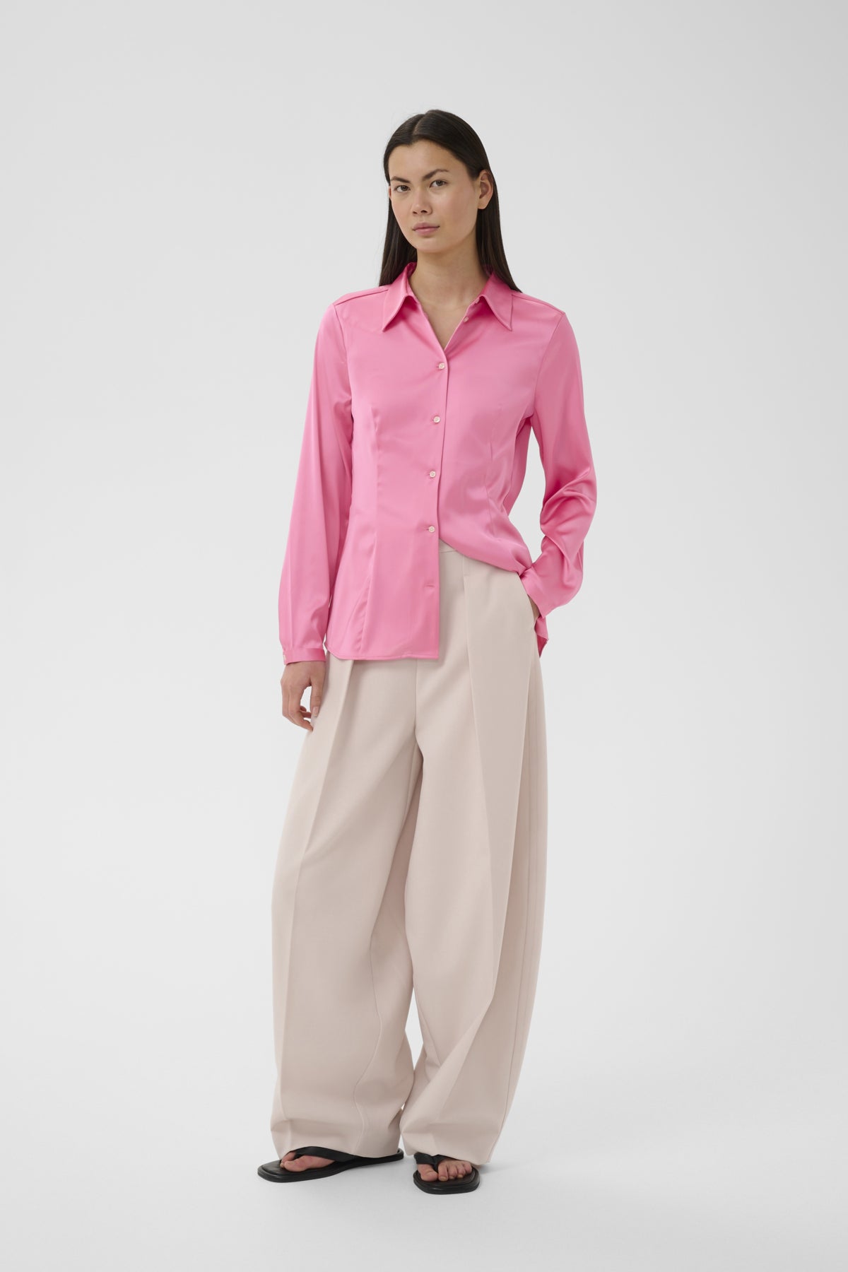 InWear Lake pink satin blouse tailored fit