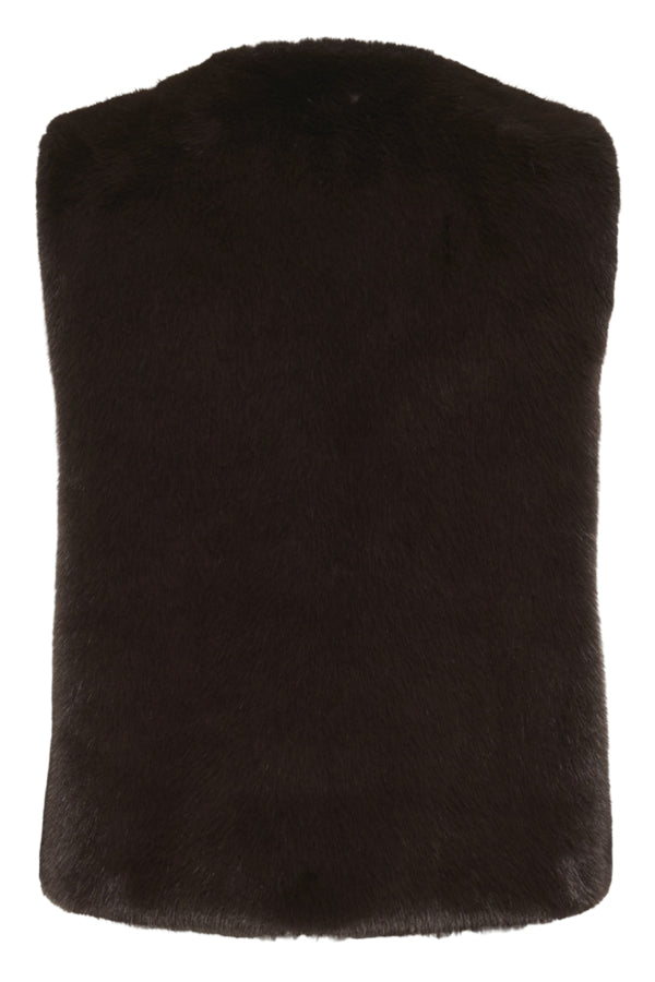 InWear Zabelle brown faux fur layering waistcoat back product view