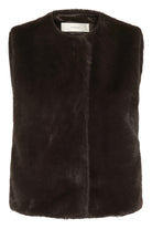 InWear Zabelle brown sleeveless faux fur waistcoat front product view