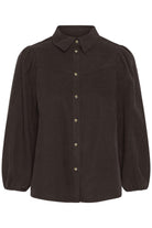 InWear Hessi brown puff sleeve button-front shirt front view