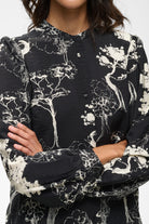InWear Makenna black abstract print blouse sleeve detail