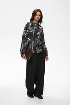 InWear Makenna black abstract print blouse side view