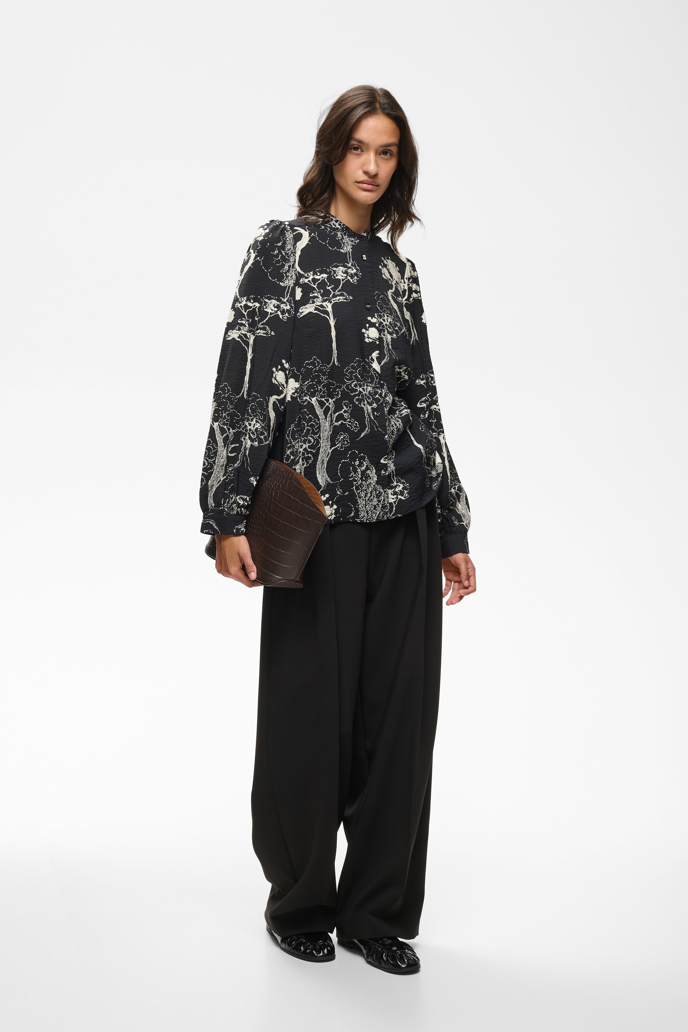InWear Makenna black abstract print blouse side view