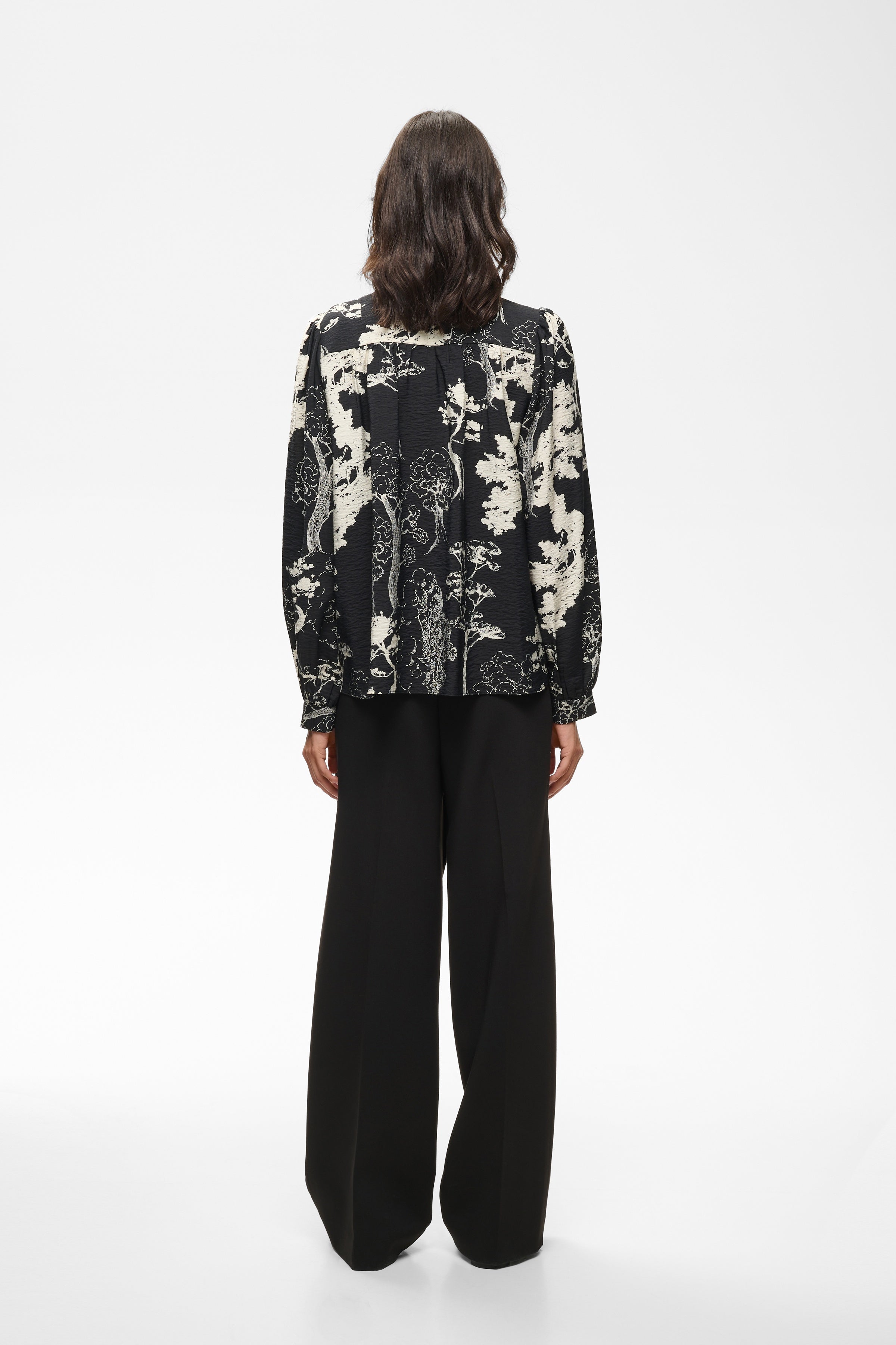 InWear Makenna black abstract print blouse back view