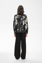 InWear Makenna black abstract print blouse back view