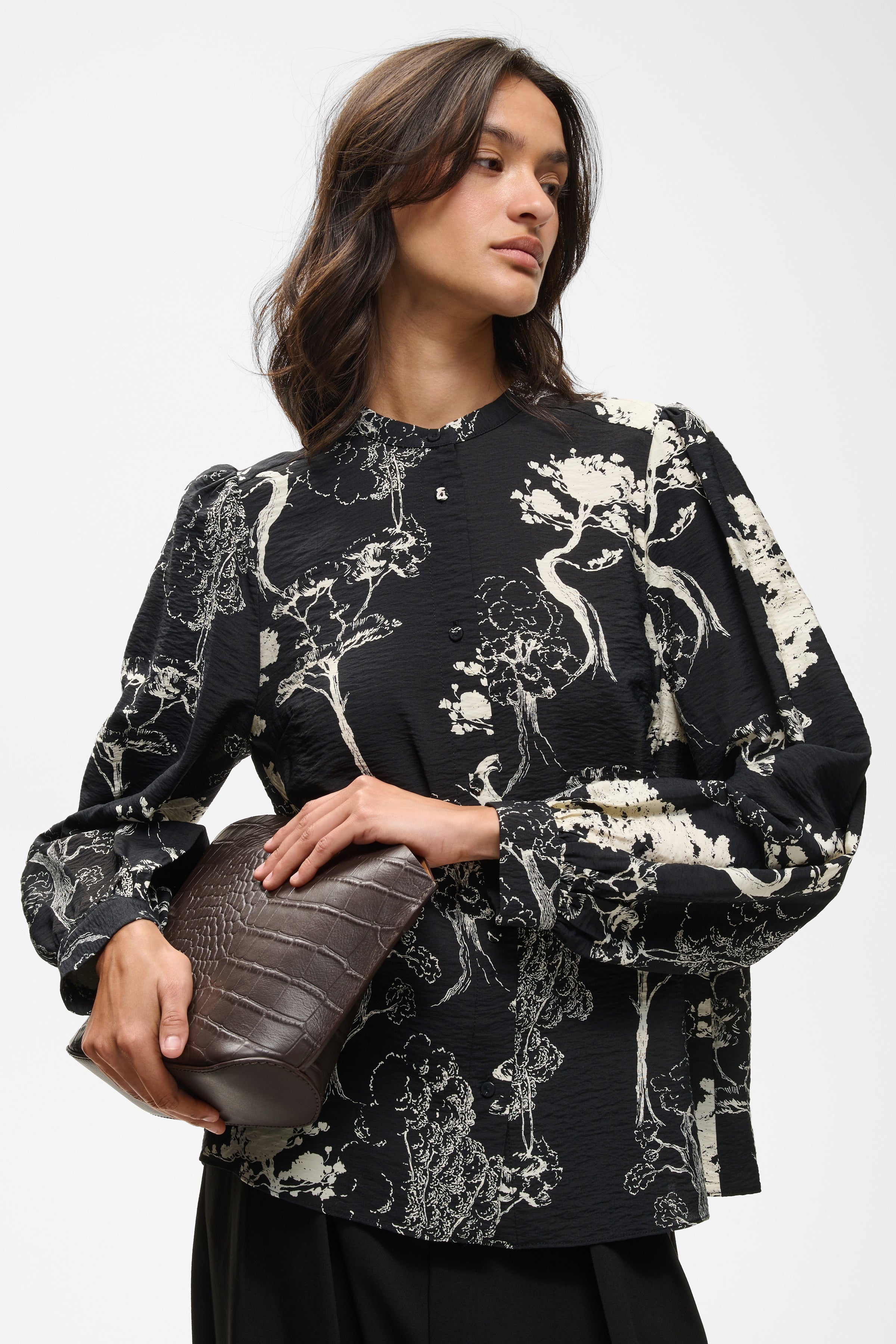 InWear Makenna black abstract print blouse with trousers