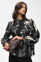 InWear Makenna black abstract print blouse with trousers