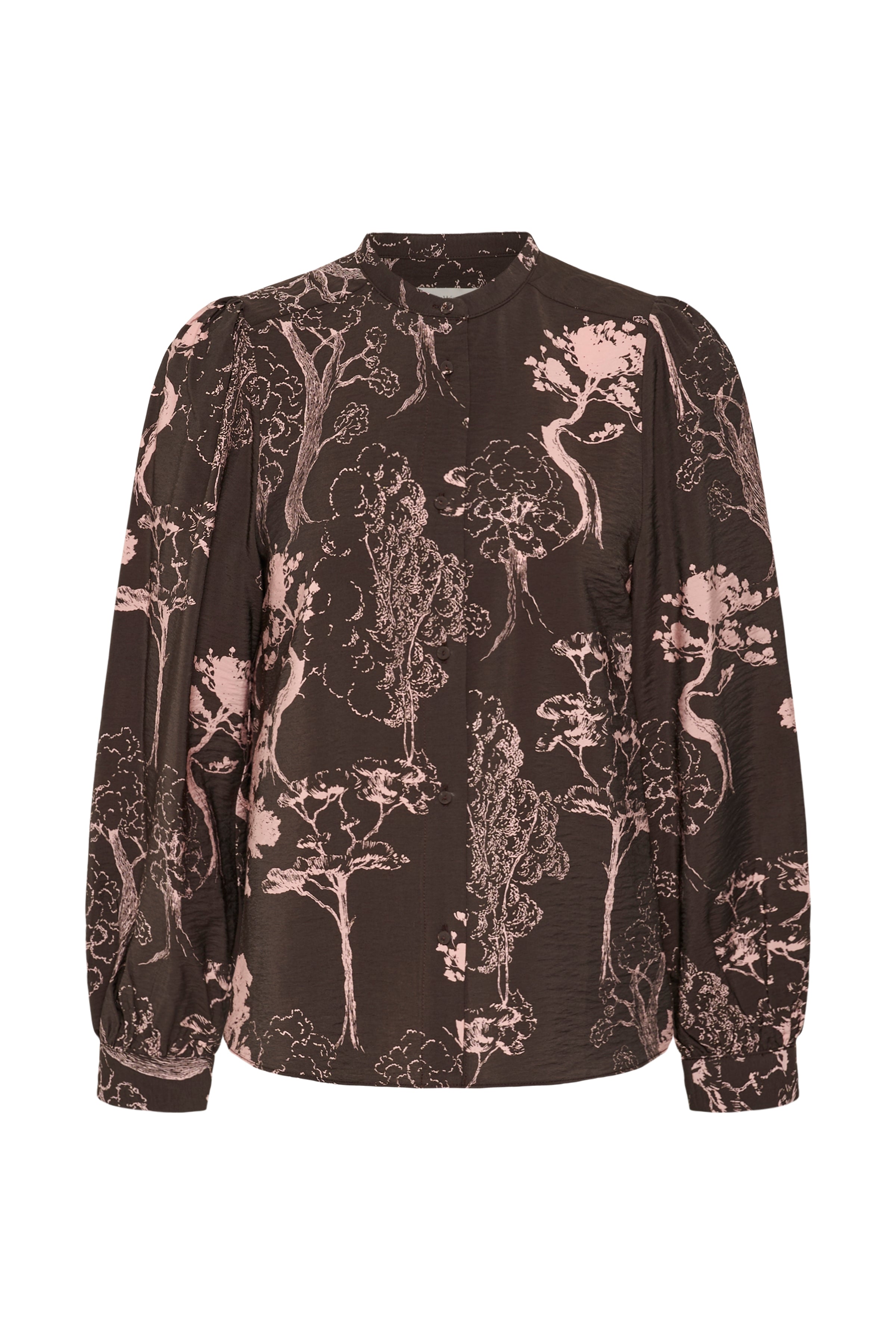 InWear Makenna brown abstract print blouse front view