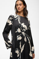 InWear Meadow black painted flower dress three-quarter view