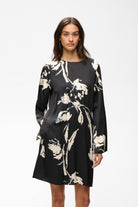 InWear Meadow black painted floral mini dress front view
