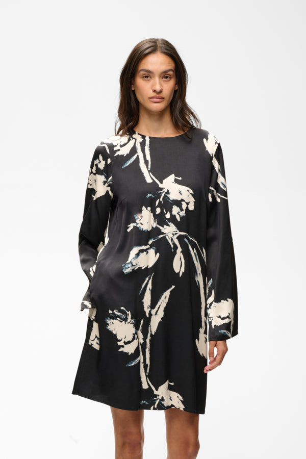 InWear Meadow black painted floral mini dress front view