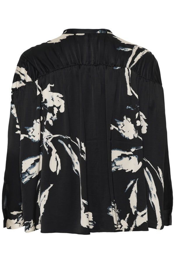 InWear Meadow Black Painted Flower blouse back detail