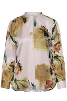 InWear Meadow Pink Painted Flower blouse front print detail