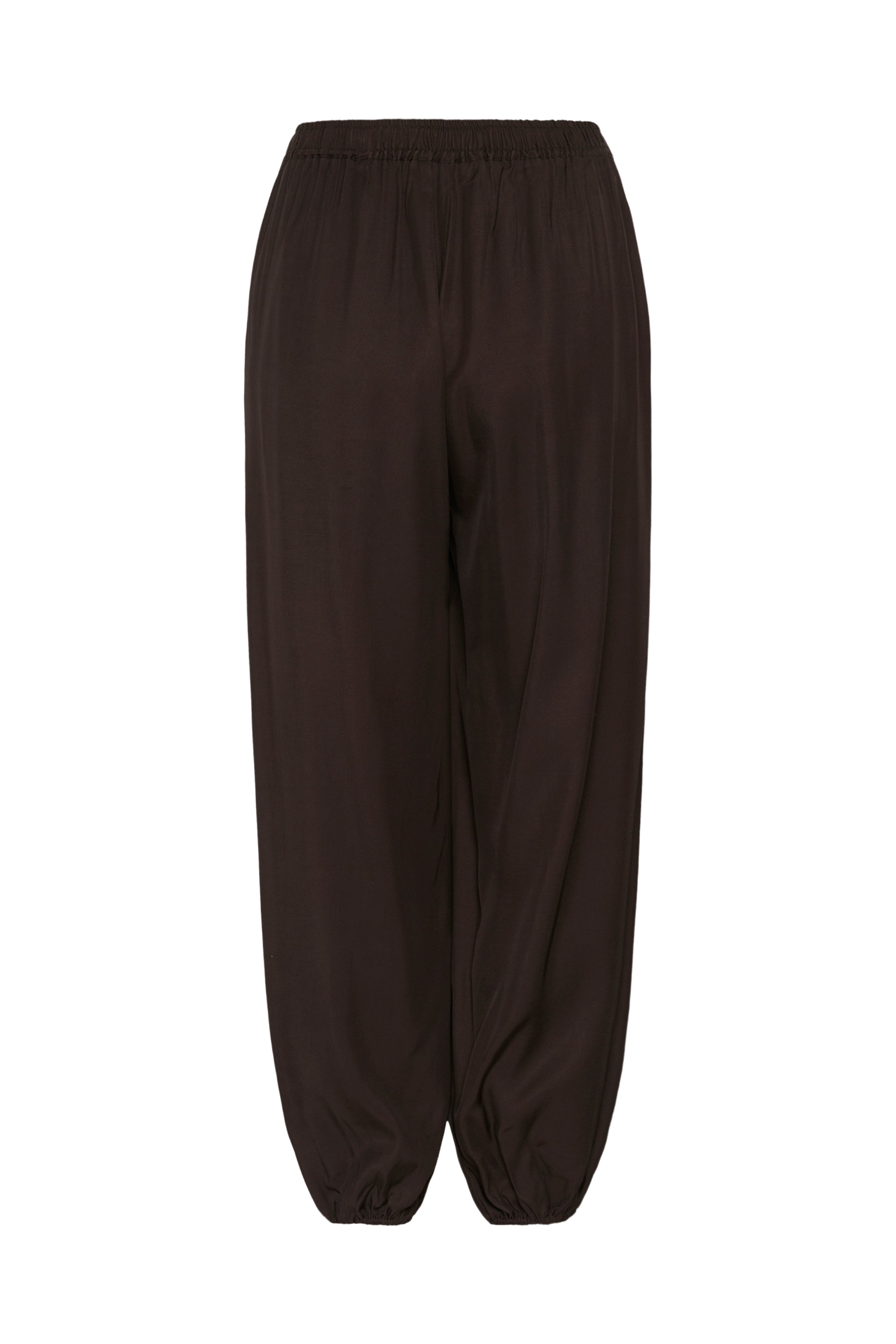 InWear Meryl brown jersey balloon hem trousers from back 
