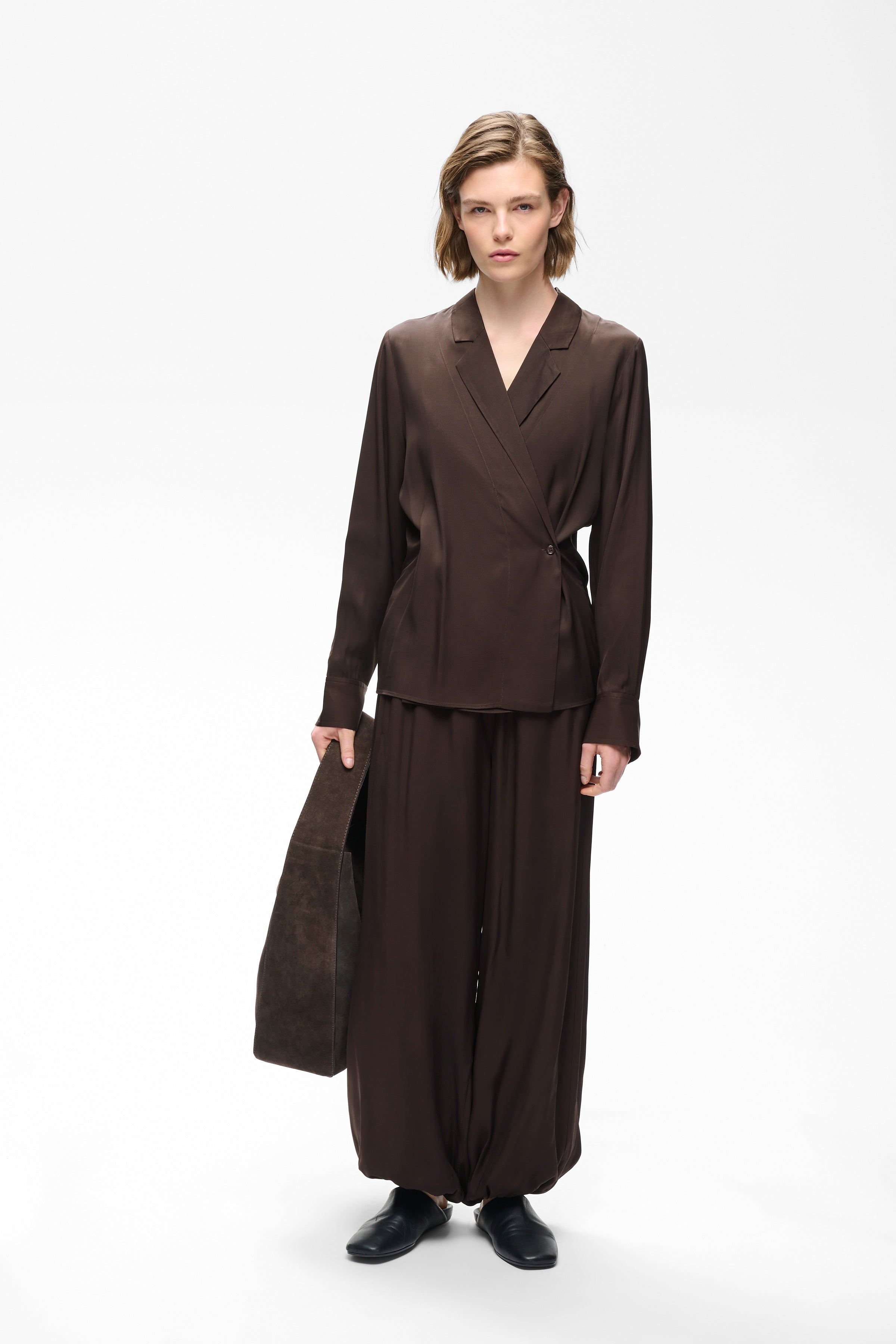 InWear Meryl brown balloon hem jersey trousers