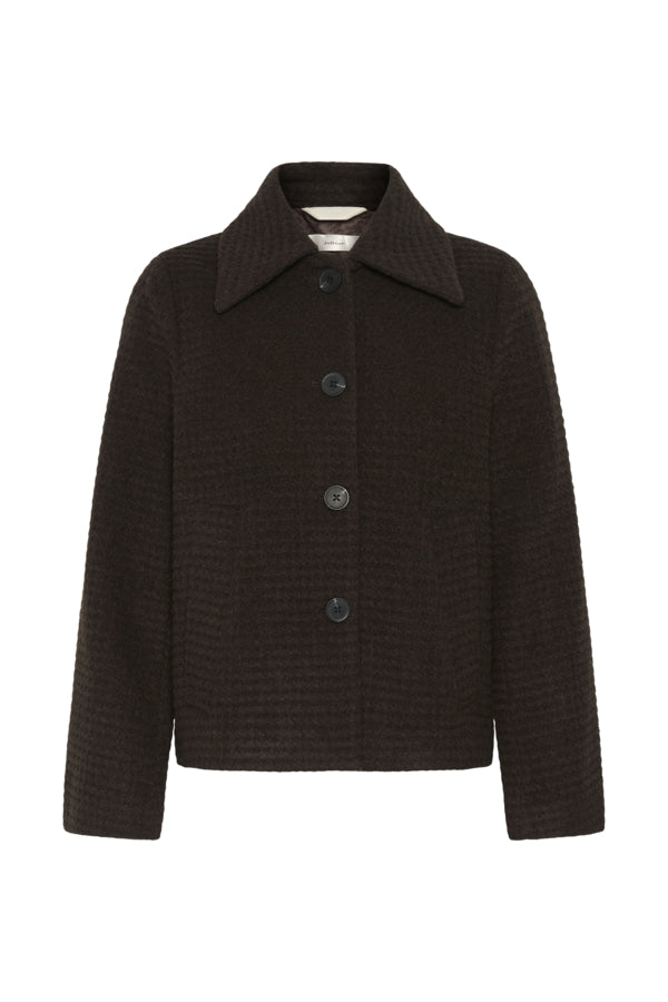 InWear Hendrix brown collared button jacket front product view