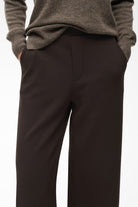 Close-up of InWear Gincette brown wide leg trousers