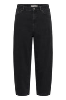 InWear Harfina black wash high waist barrel leg jeans front view