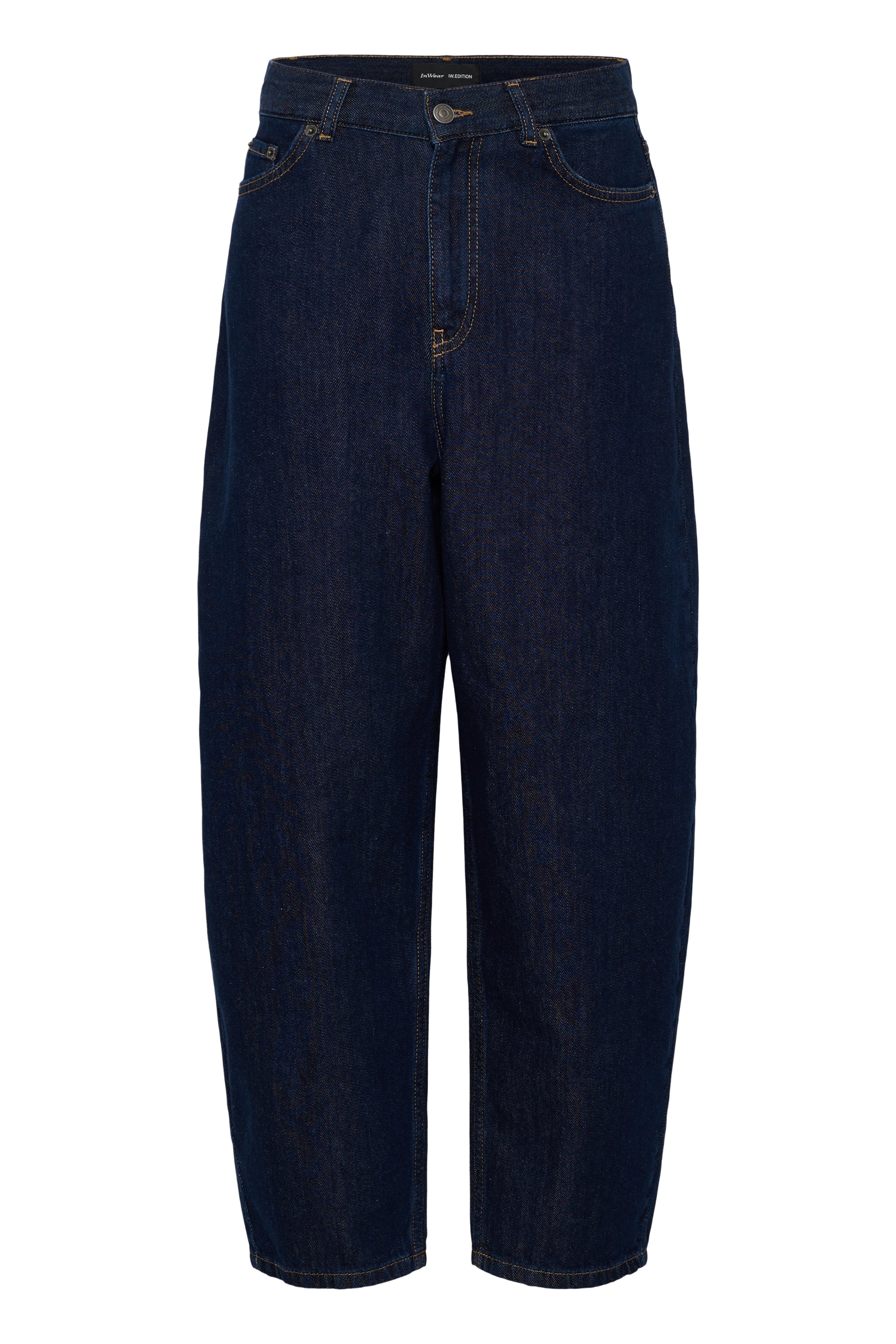 InWear Harfina dark wash barrel leg jeans front view