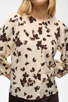 InWear Channie cream brown printed blouse close-up detail