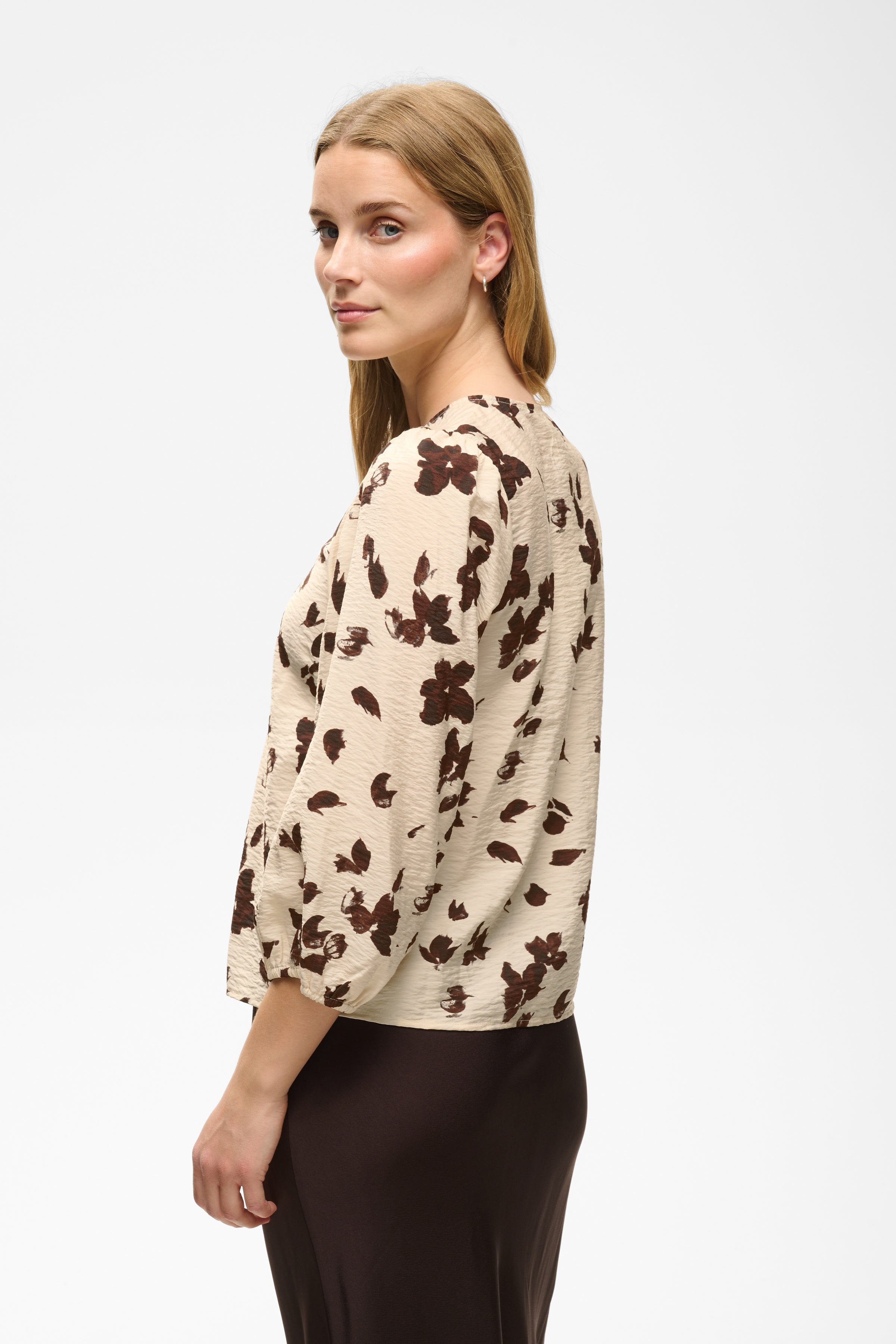 InWear Channie cream and brown floral print blouse back view