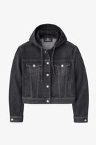 Jane Lushka Jessie black hooded denim jacket product view