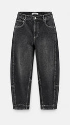 Jane Lushka Nevada black cropped barrel jeans front detail