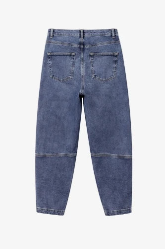 Jane Lushka Nevada blue barrel leg jeans back view