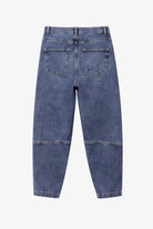 Jane Lushka Nevada blue barrel leg jeans back view