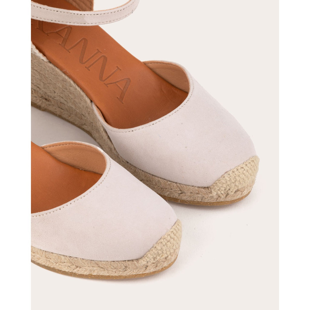 Kanna Laura Nude Espadrille Closed Tie Wedge Shoes