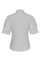 Kimara white fitted shirt style top back view structured fit