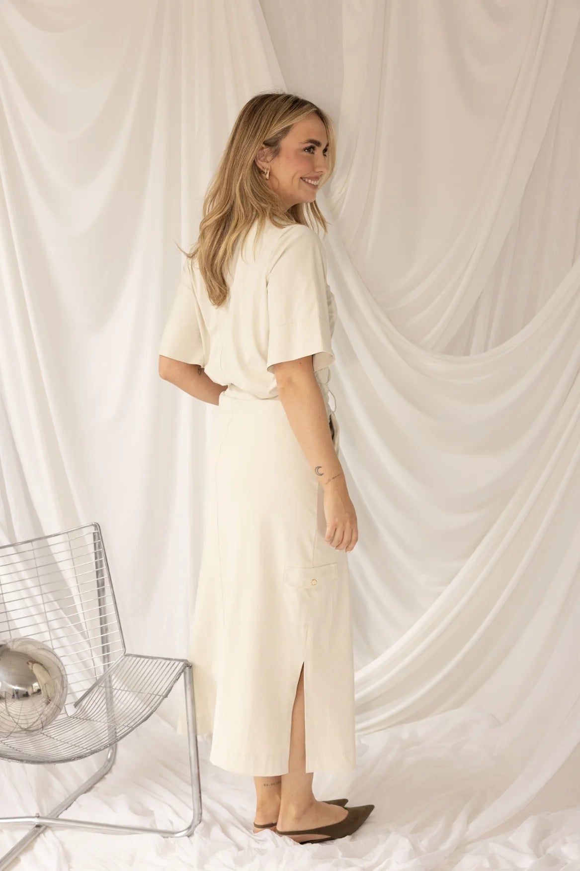 Kimara Maggie short sleeve top back view stretch fabric fit