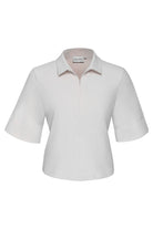 Kimara Maggie jersey top collar detail zip neckline front