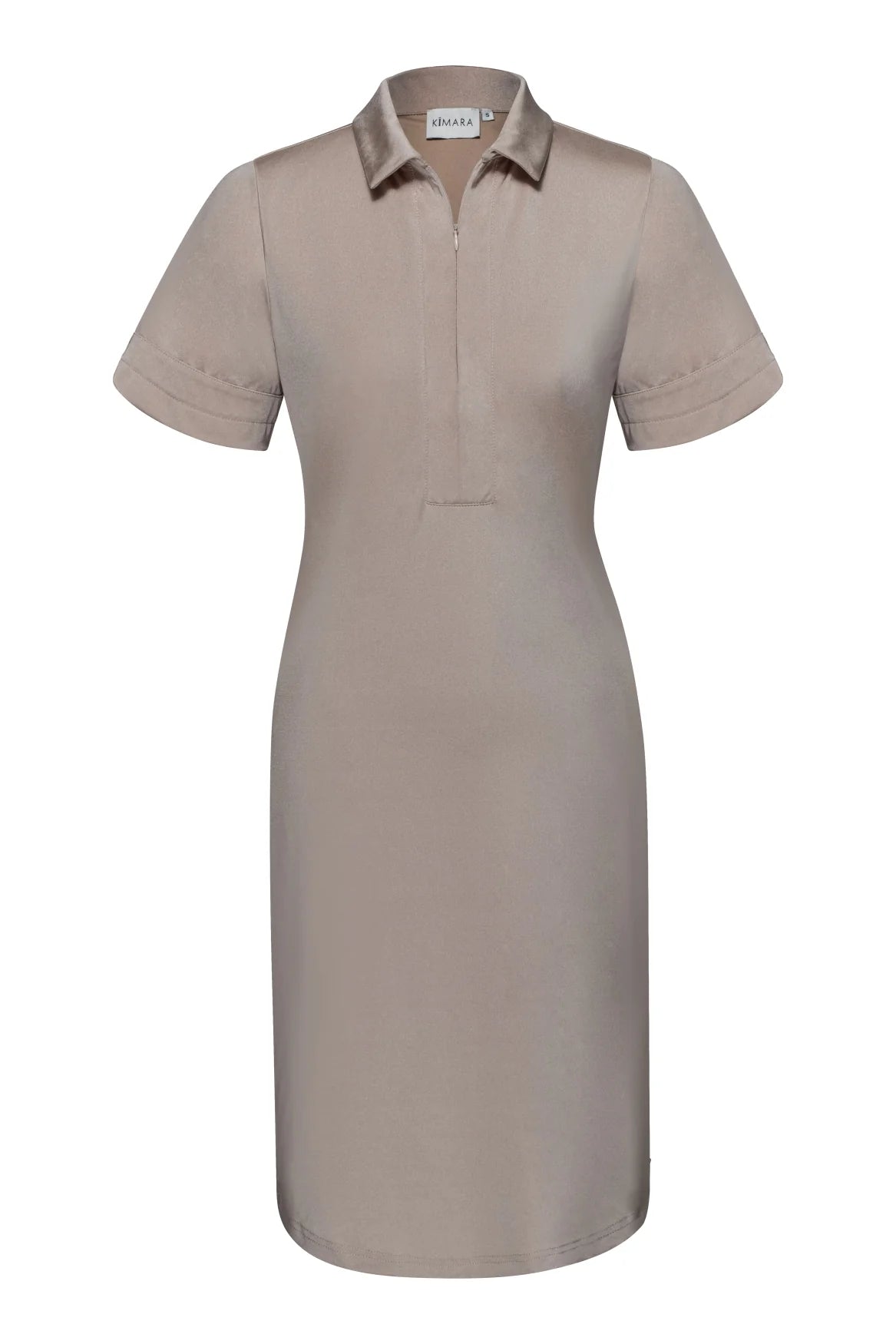 Kimara beige polo midi dress front view