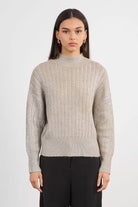 Lili Sidonio sparkly cable knit jumper in neutral tone with turtle  neck
