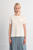 Lili Sidonio lace trim T-shirt with heart pocket front