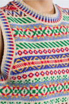 Lili Sidonio multicolour sleeveless jumper geometric knit detail close-up