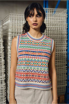 Lili Sidonio women’s multicolour patterned knit vest lifestyle image