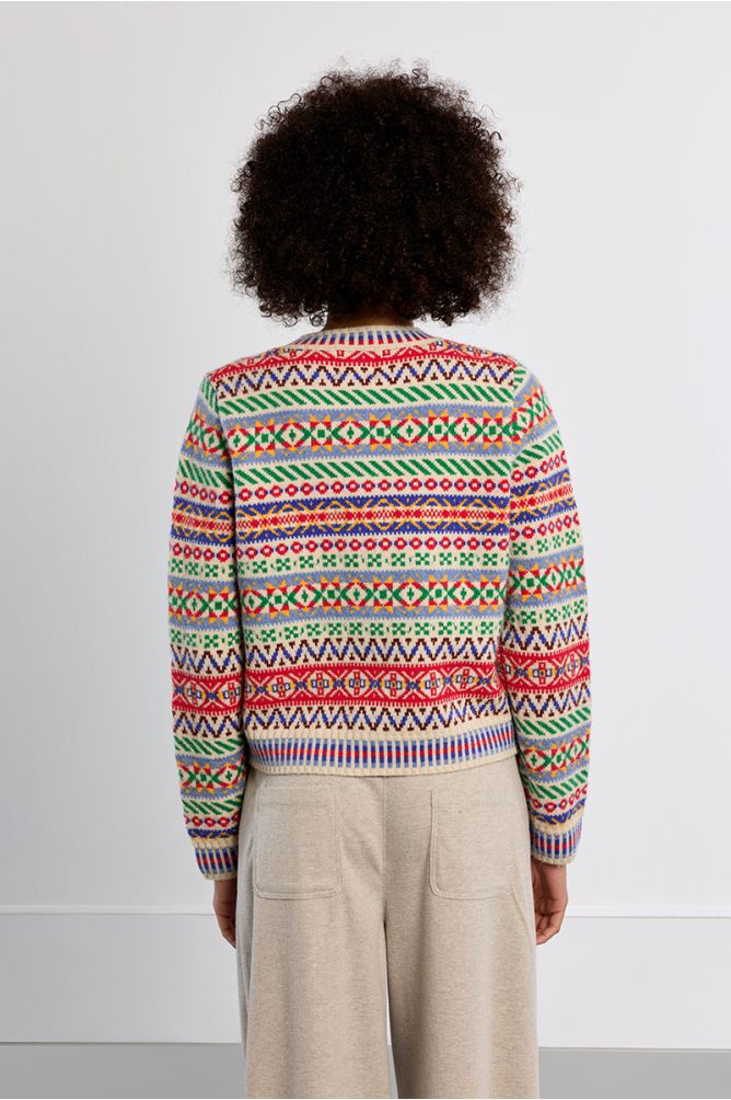 Lili Sidonio multicolour patterned knit cardigan back view