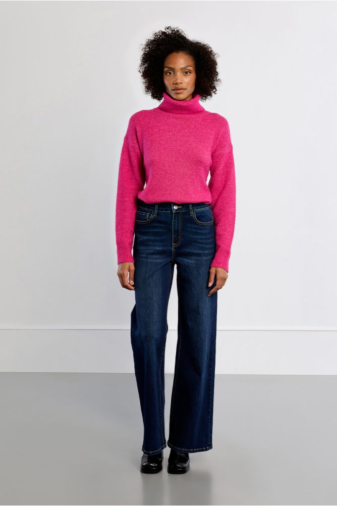 Lili Sidonio women’s dark blue wide leg jeans full-length front view