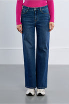 Lili Sidonio dark wash high-waisted wide leg jeans front view