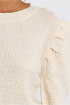 Lili Sidonio cream knit jumper balloon sleeve detail close-up