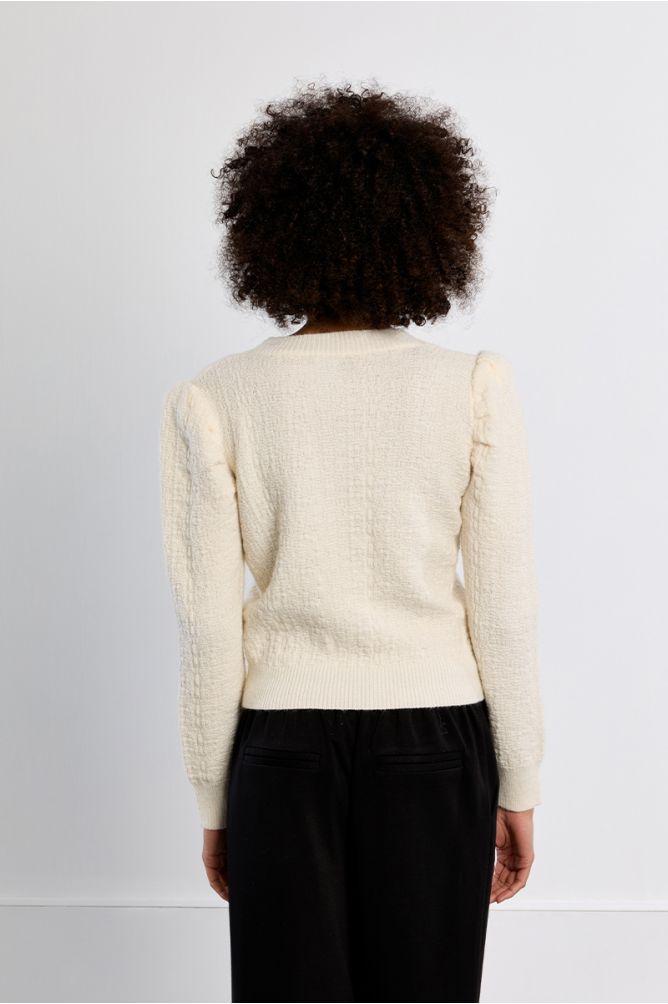 Lili Sidonio cream balloon sleeve knit jumper back view