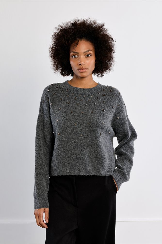 Lili Sidonio women’s grey studded jumper on woman