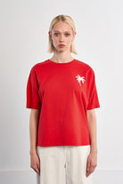 Lili Sidonio red oversized palm tree T-shirt relaxed fit