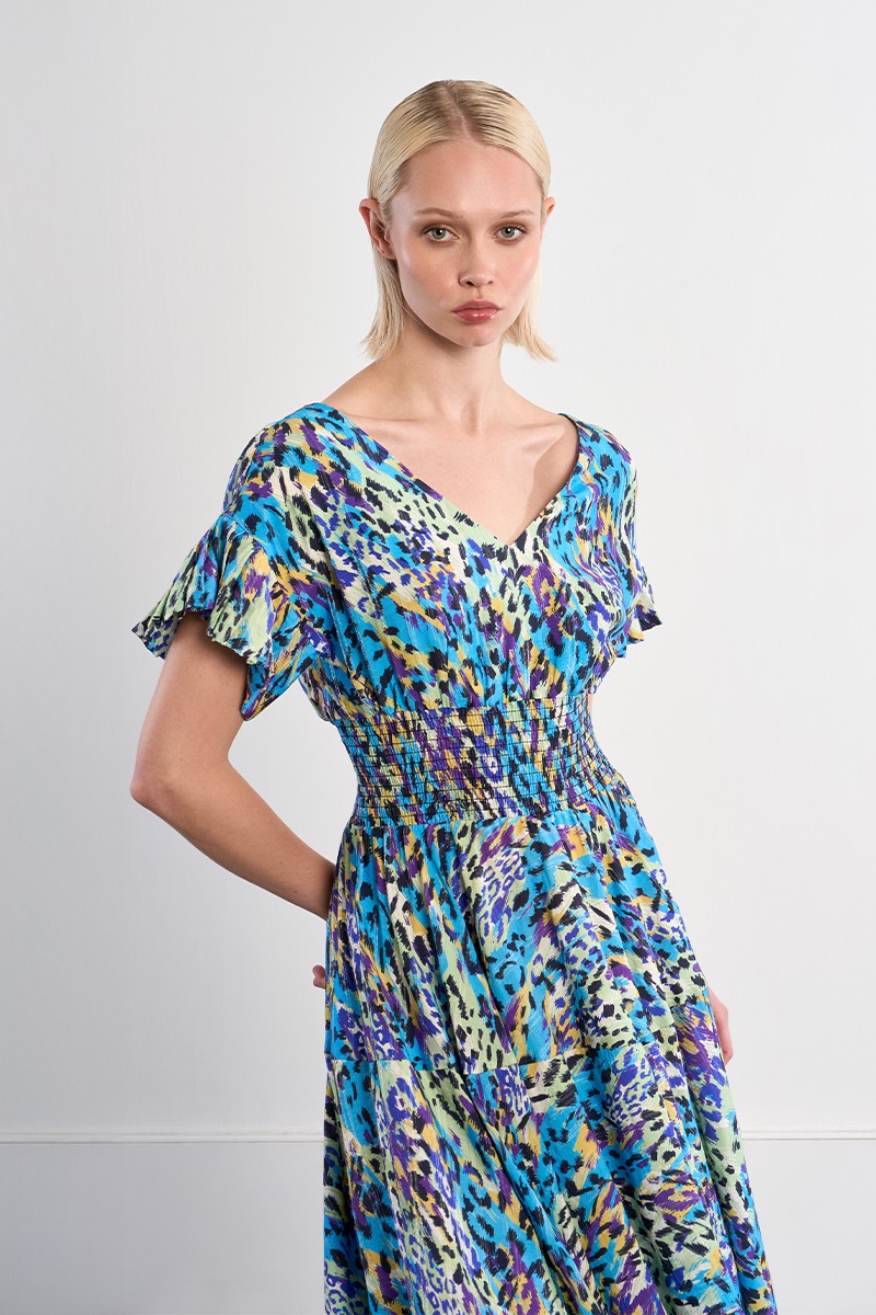 Lili Sidonio colourful printed maxi dress V neckline
