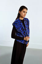 Lili Sidonio faux fur gilet in blue leopard print