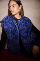 Bold animal print gilet with open front and relaxed shape By Lili Sodinio
