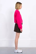 Llili Sidinio pink slogan jumper with relaxed fit and round neck